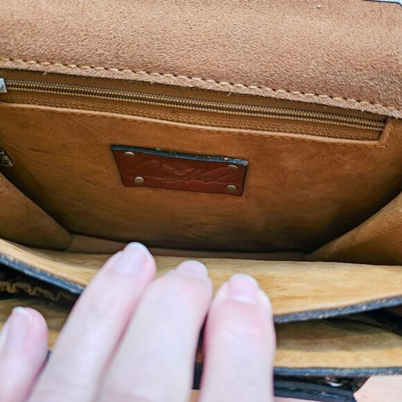 NWOT Patricia Nash Stella Flap Brown and Turquoise Handbag - Picture 7 of 15